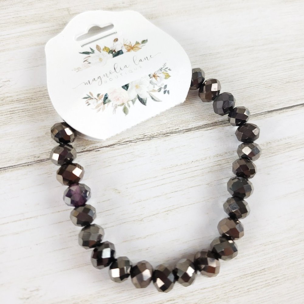 Handmade Stretch 4mm Bead Bracelet - Charcoal